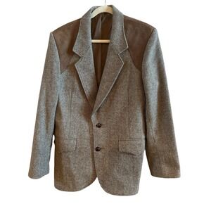 Pioneer Wear Western Men's Brown Tweed Suede Men's Jacket No Size Tag See Photos